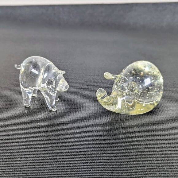 Abbott Art Glass Pig Paperweight and Friend! Two Glass Pigs in Great Condition - Picture 1 of 8